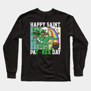 Happy Saint Pat-Rex Day Leprechaun With T-Rex Long Sleeve T-Shirt